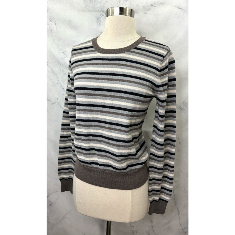 Calvin Klein Wool Knit Sweater Striped Y2K gal stretch Long sleeve Size M Retro - Picture 13 of 13